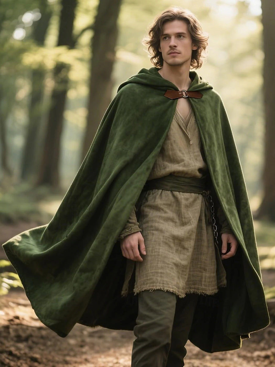 Dark Green Adults'  Medieval Vintage Hoodies Robe Normal Cloak