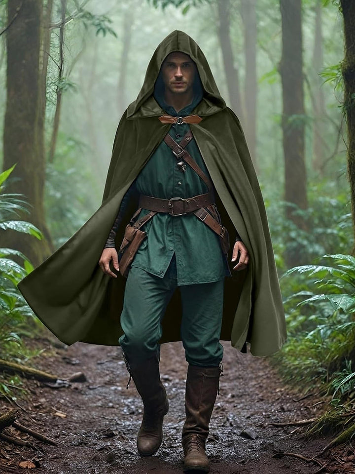 Dark Green Adults'  Medieval Vintage Hoodies Robe Normal Cloak
