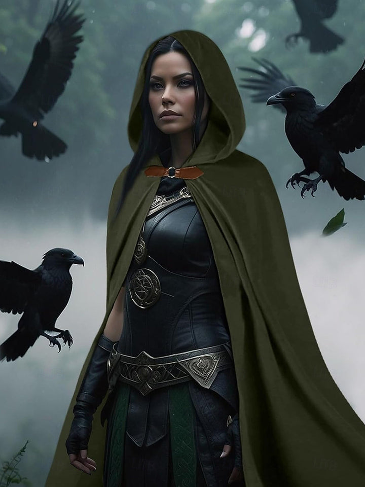 Dark Green Adults'  Medieval Vintage Hoodies Robe Normal Cloak