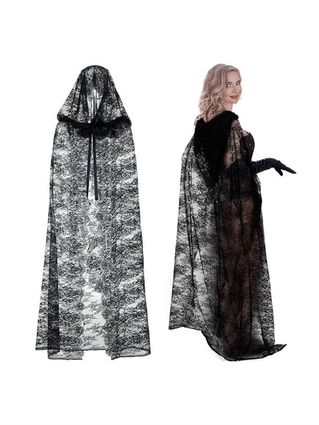 1920s A-Line/Princess Halloween Witch Black Lace Vintage Party Wraps