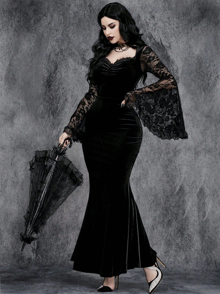 Sheath/Column Medieval Vintage Long Sleeves Lace Ankle-Length Dresses