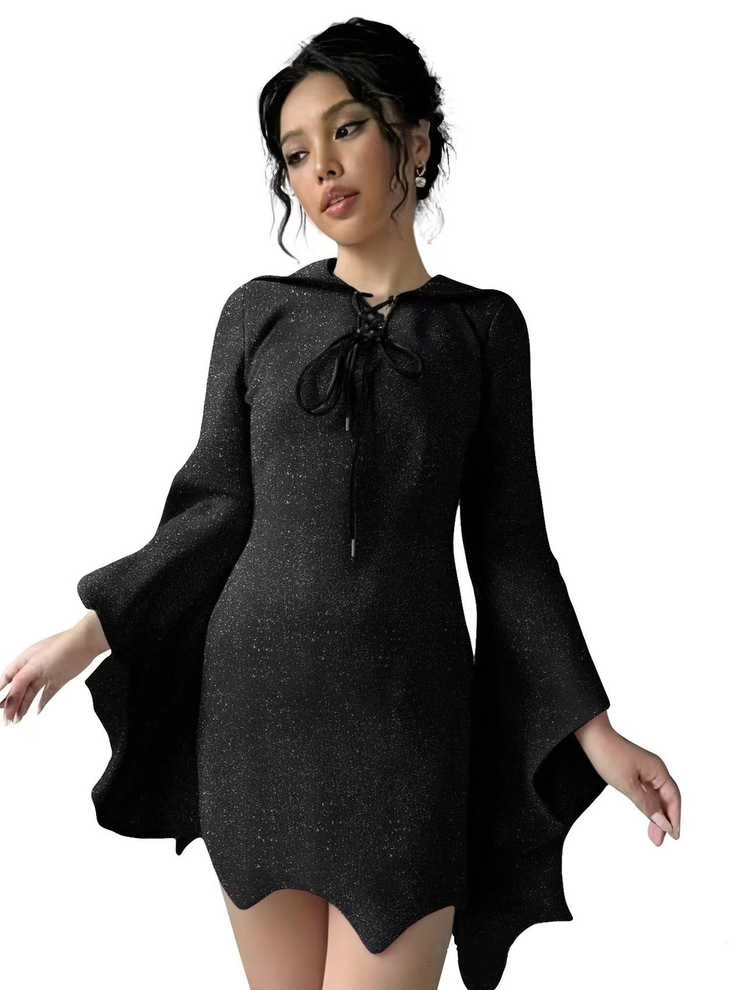 medieval mini dress Sheath/Column Medieval Vintage Long Sleeves Short/Mini Dresses, Black / S
