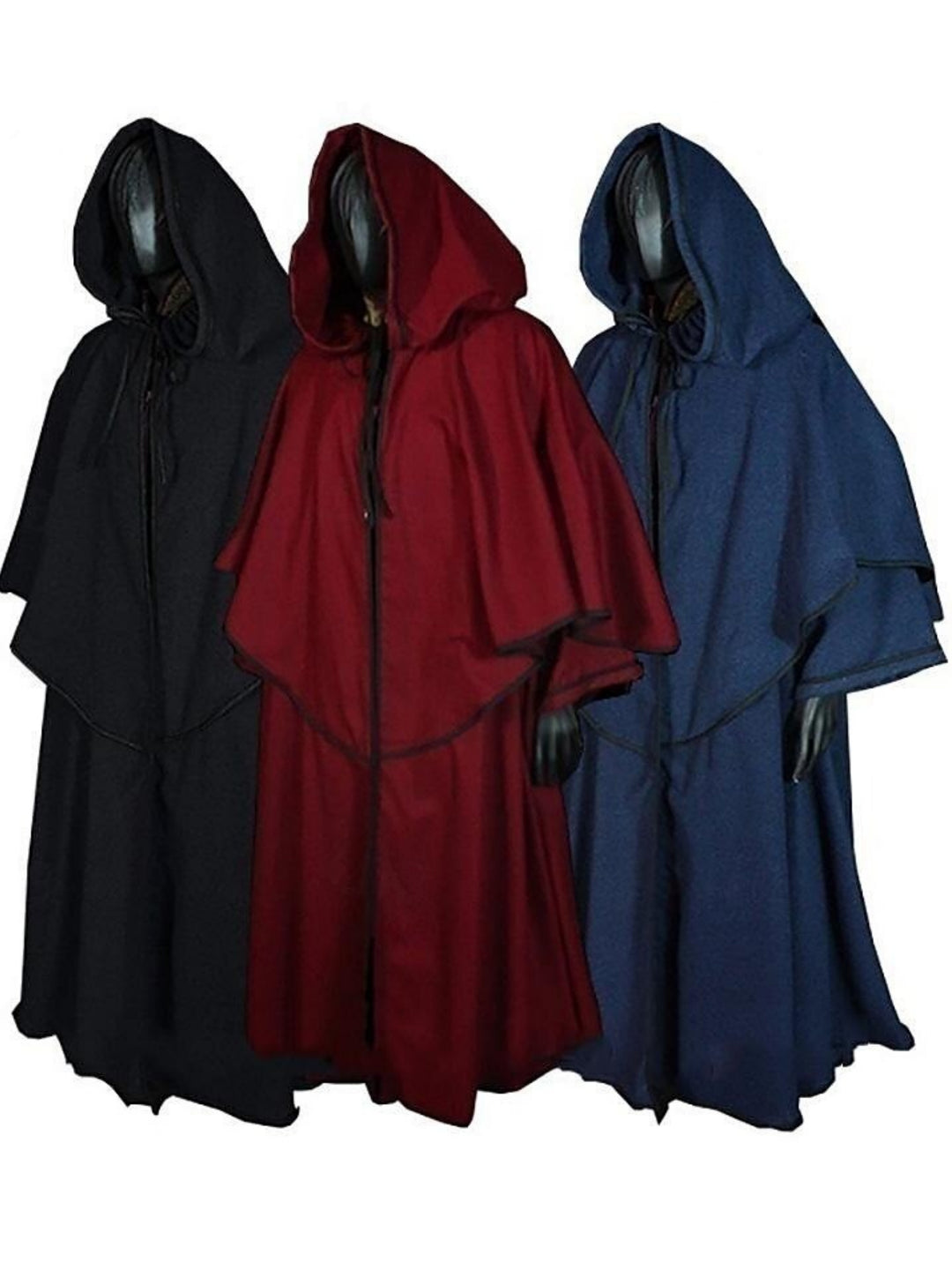 Blue Adults' Medieval Vintage Evening Hooded Cloak Shawls Normal Cloak