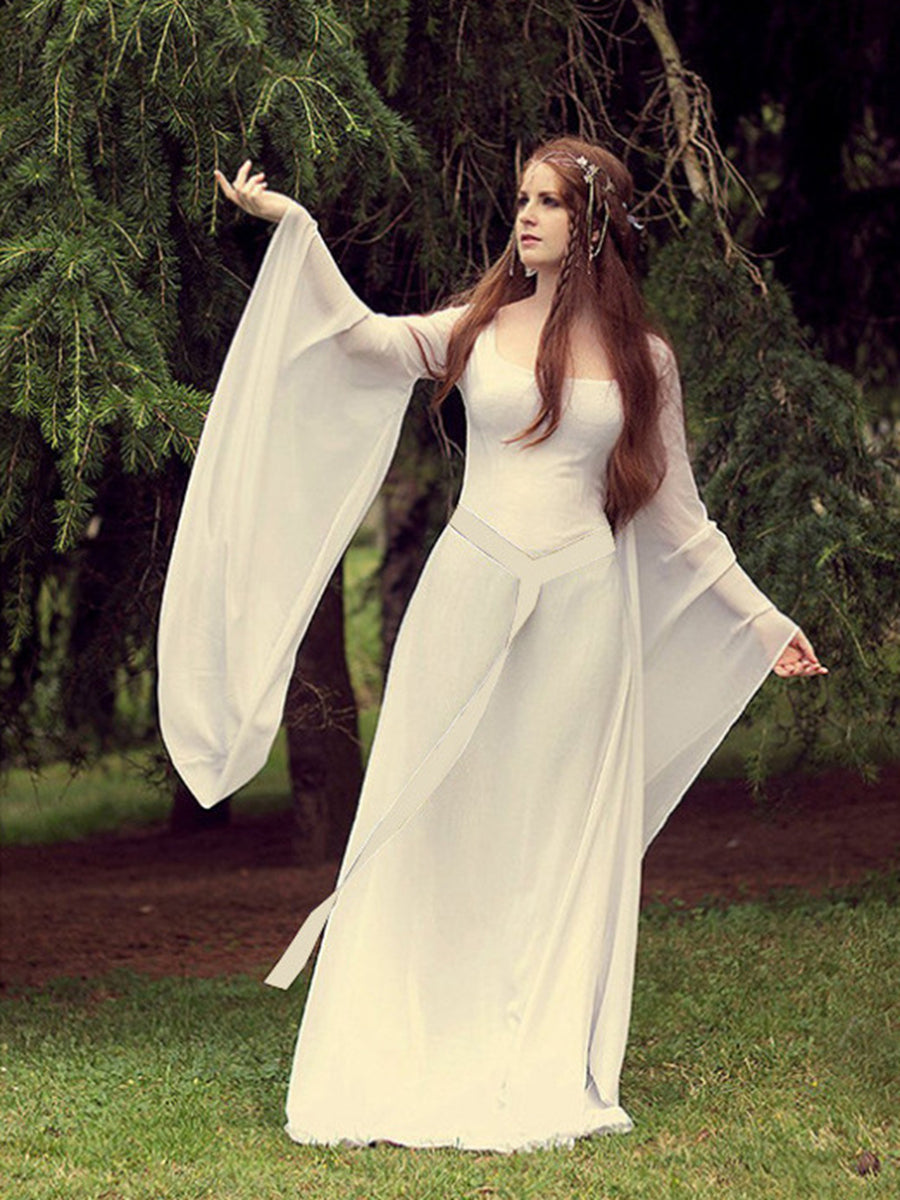 A-Line/Princess Square Neck Long Sleeves Vintage Costume Dresses with Belt