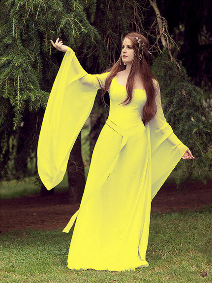 A-Line/Princess Square Neck Long Sleeves Vintage Costume Dresses with Belt