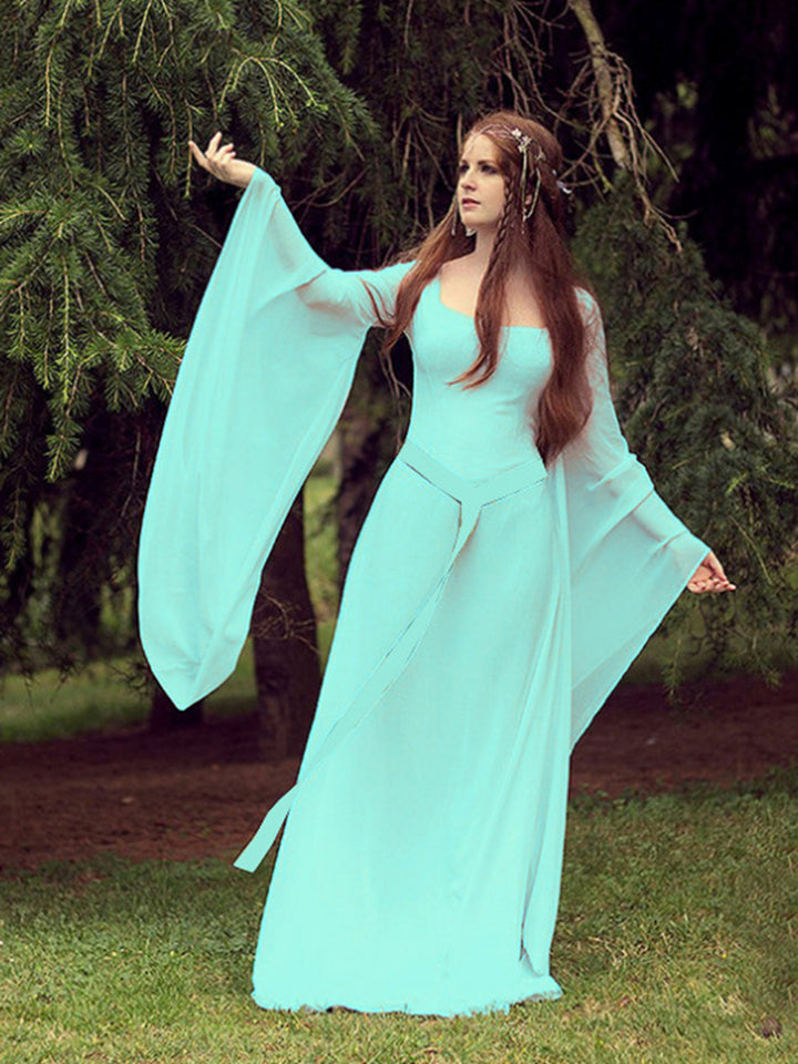 A-Line/Princess Square Neck Long Sleeves Vintage Costume Dresses with Belt