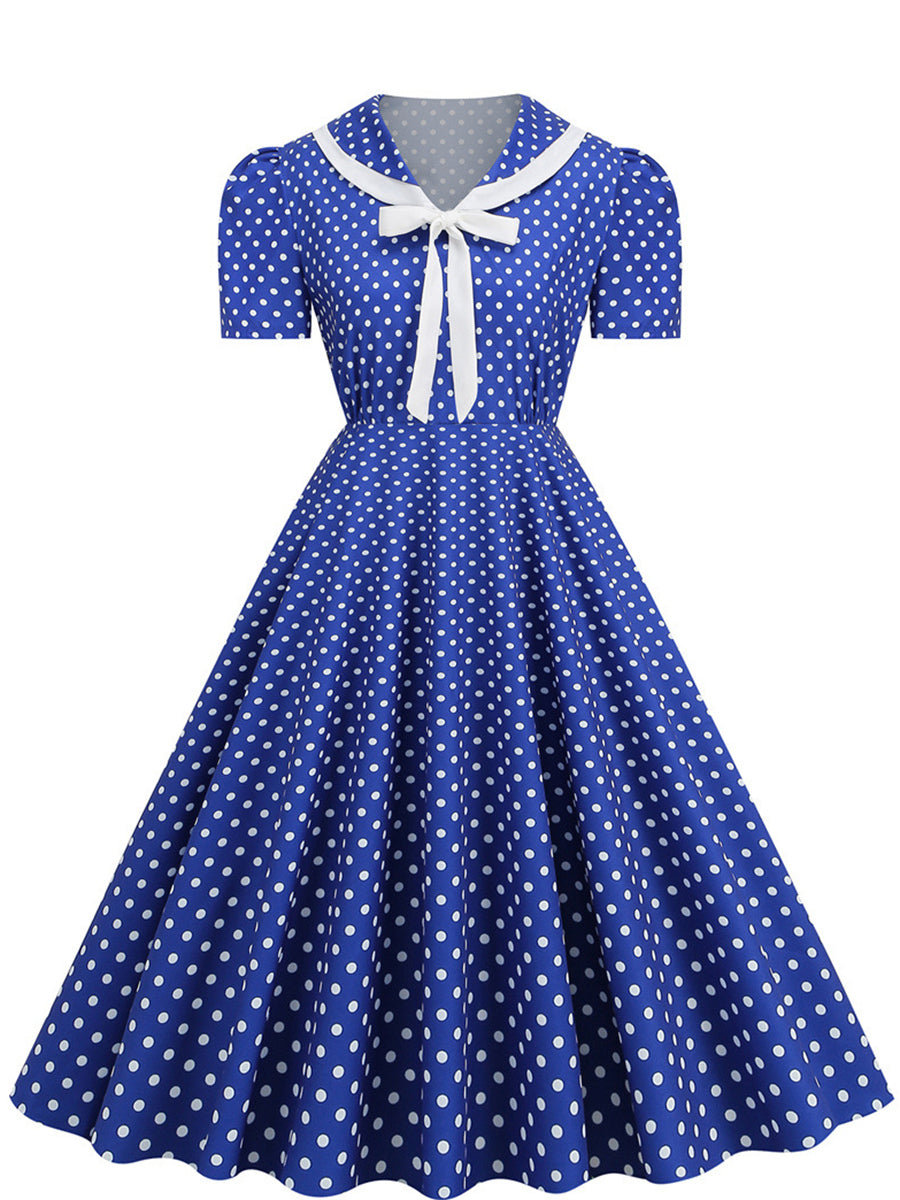 A-Line/Princess V-Neck Short Sleeves Vintage Costume Dresses with Bows