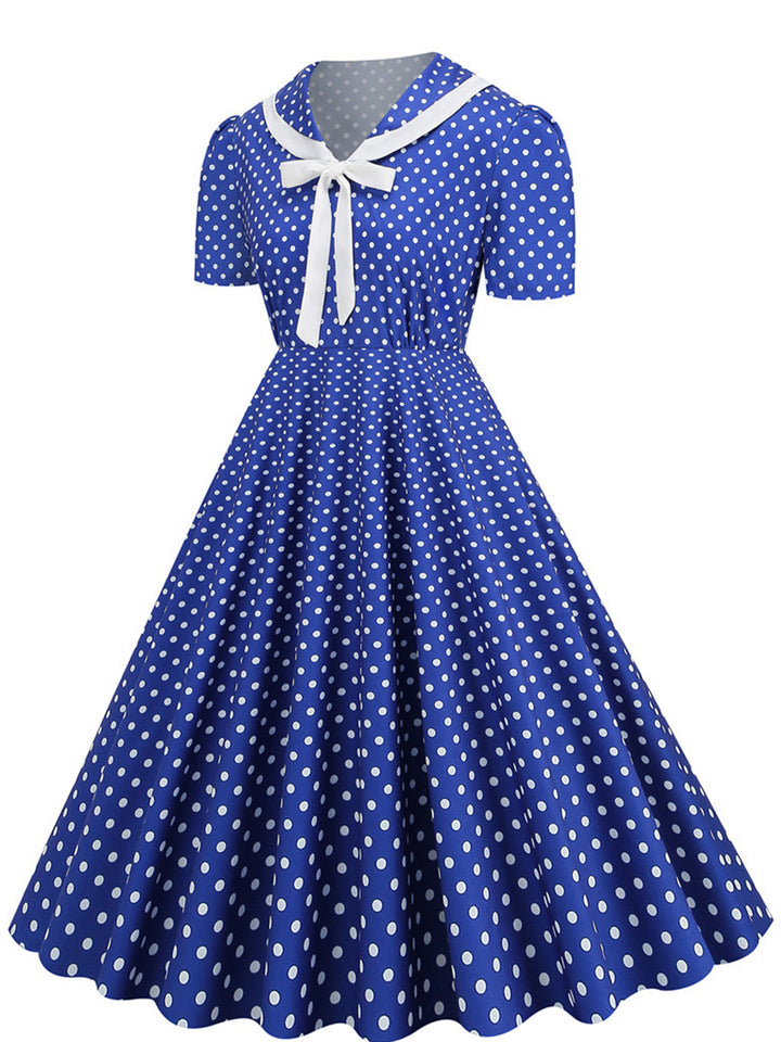 A-Line/Princess V-Neck Short Sleeves Vintage Costume Dresses with Bows