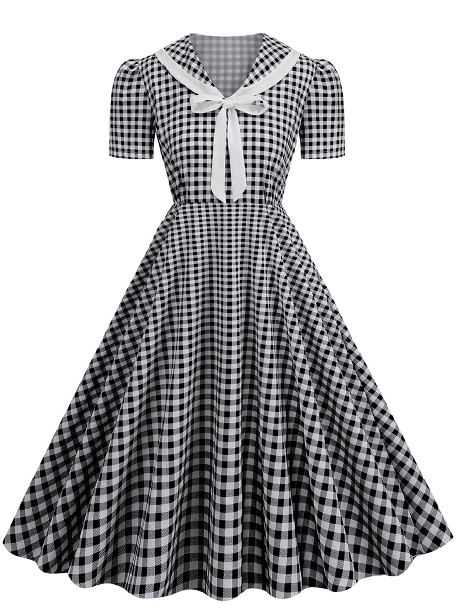 A-Line/Princess V-Neck Short Sleeves Vintage Costume Dresses with Bows