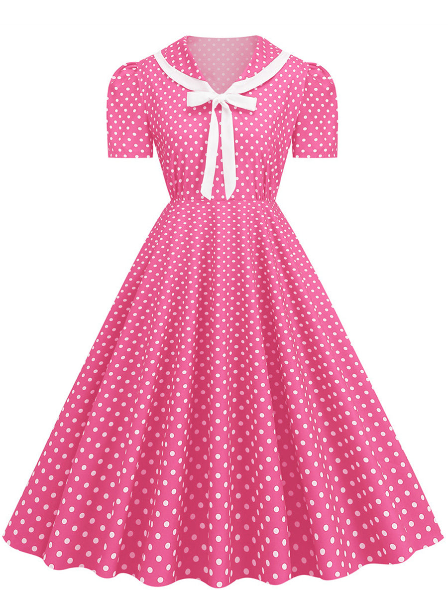 A-Line/Princess V-Neck Short Sleeves Vintage Costume Dresses with Bows