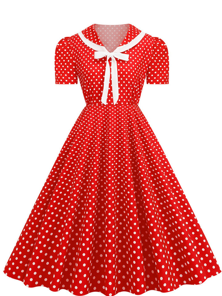A-Line/Princess V-Neck Short Sleeves Vintage Costume Dresses with Bows