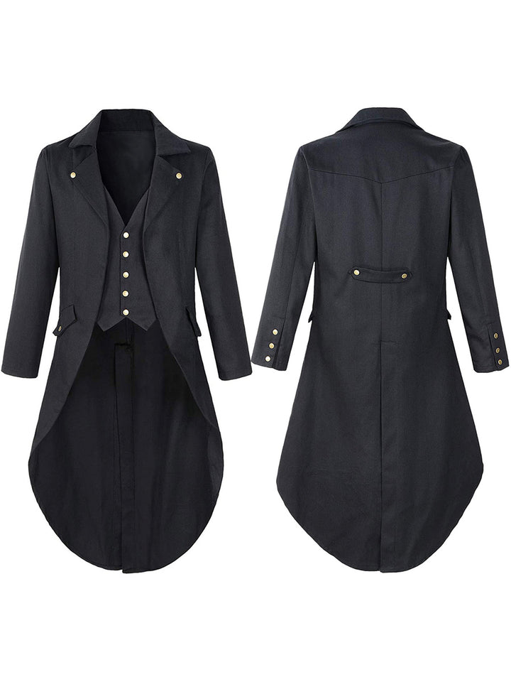 Men's Lapel Neck Single Breasted Buttons Medieval Vintage Costume Coat