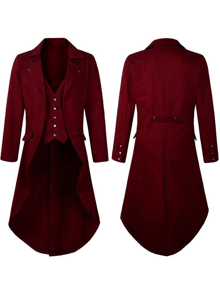 Men's Lapel Neck Single Breasted Buttons Medieval Vintage Costume Coat