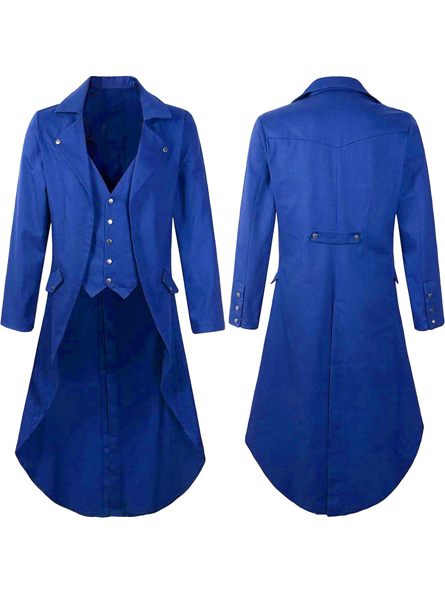 Men's Lapel Neck Single Breasted Buttons Medieval Vintage Costume Coat