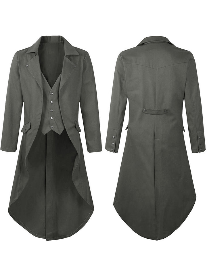 Men's Lapel Neck Single Breasted Buttons Medieval Vintage Costume Coat