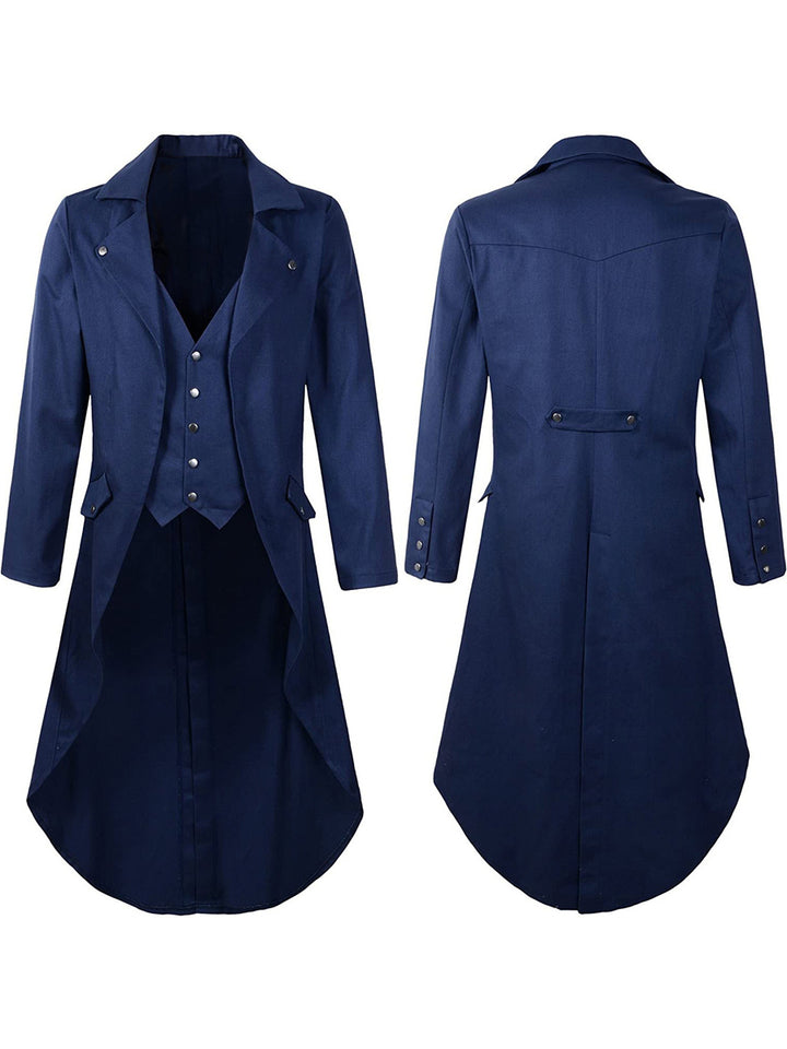 Men's Lapel Neck Single Breasted Buttons Medieval Vintage Costume Coat