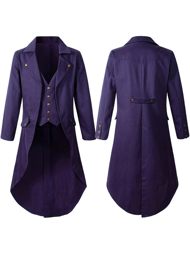 Men's Lapel Neck Single Breasted Buttons Medieval Vintage Costume Coat