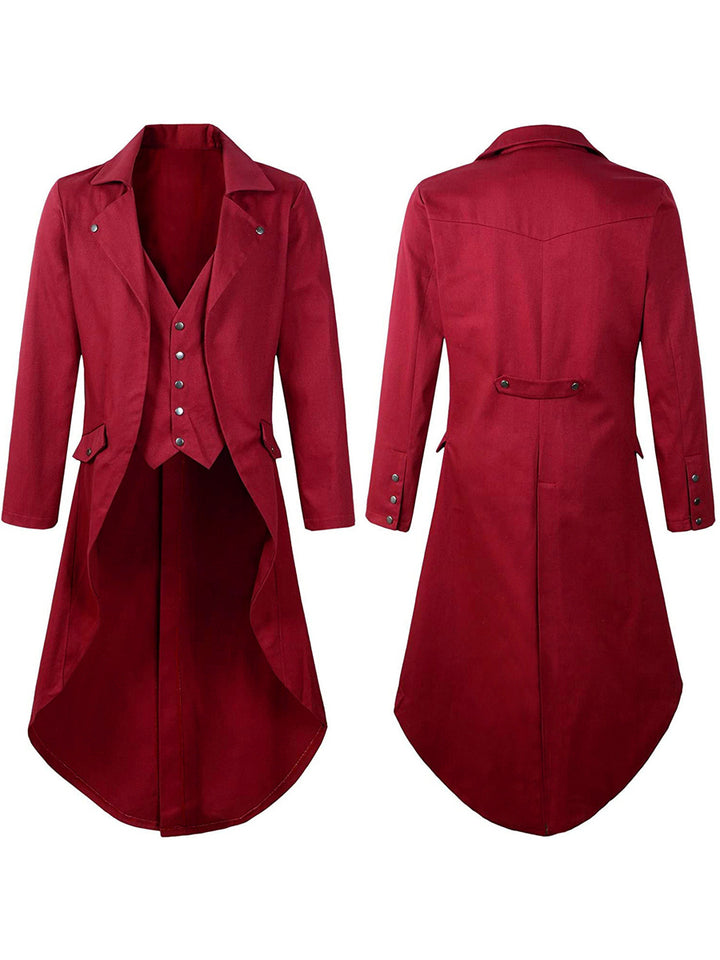 Men's Lapel Neck Single Breasted Buttons Medieval Vintage Costume Coat