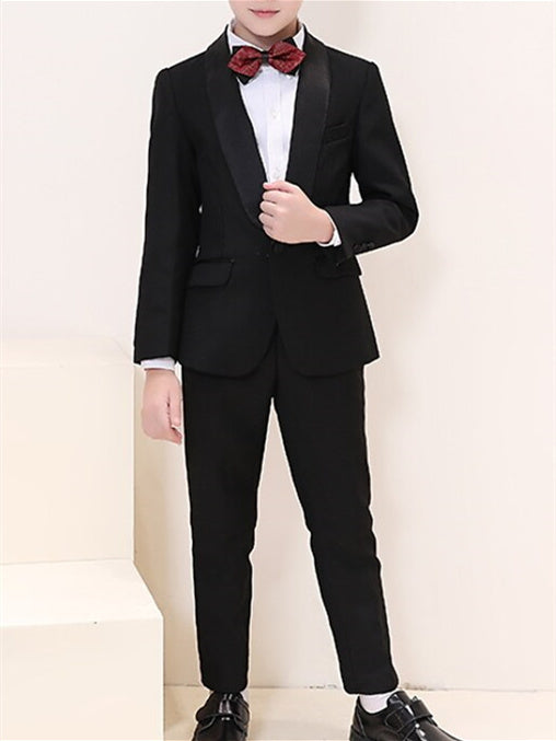Boys' Blazer Pants Set Formal Set Long Sleeve Outfit 5 Pieces 3-13 Years Boy's Wedding Suit Sets