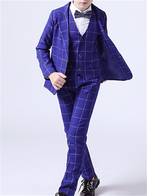 Boys Blazer Vest Pants Party Set Formal Long Sleeves 3-13 Years 3 Pieces Boy's Wedding Suit Sets