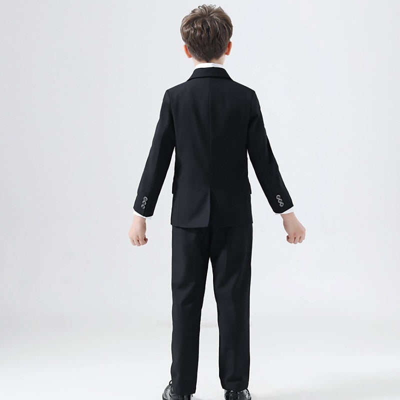Boys Suit & Blazer Clothing Set 5 Pieces Long Sleeve Boy's Special Occasion Wedding Suit Sets