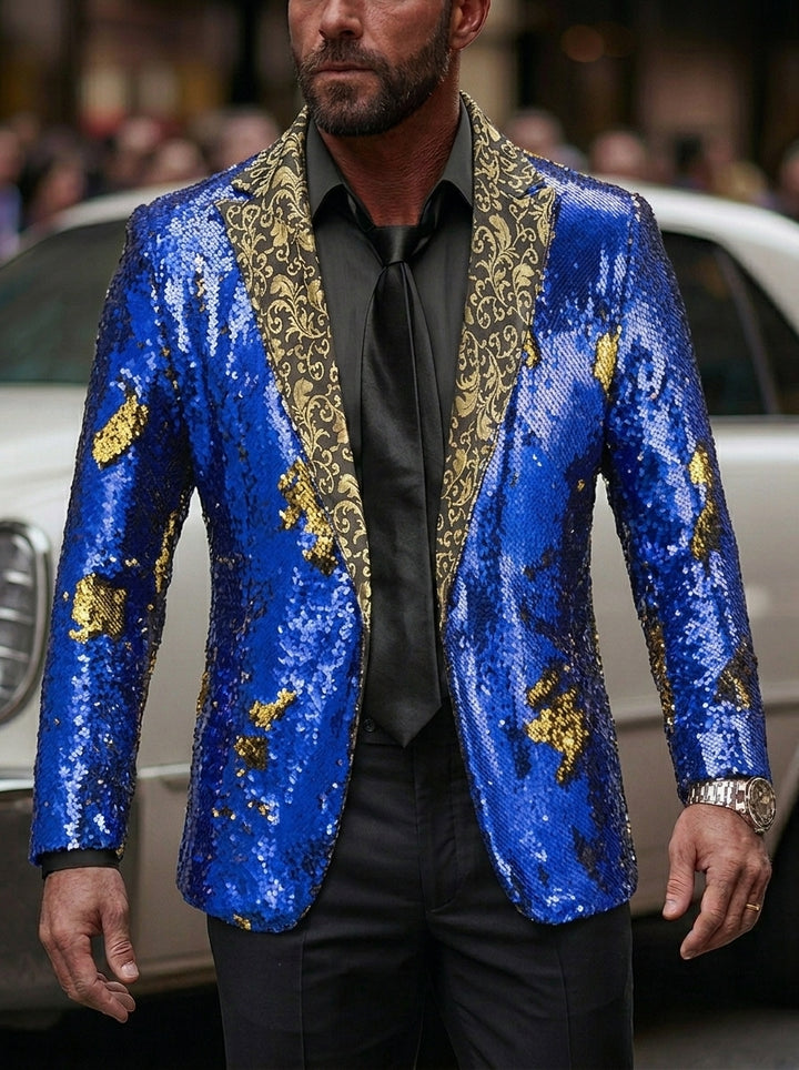 Men's Tailored Fit Single Breasted Sequins Party Jacket