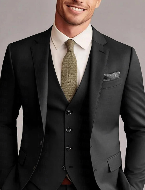 Green Red Blue Yellow Men's Tailored 3 Pieces Solid Colored Fit Single Breasted Two-buttons Wedding Suits