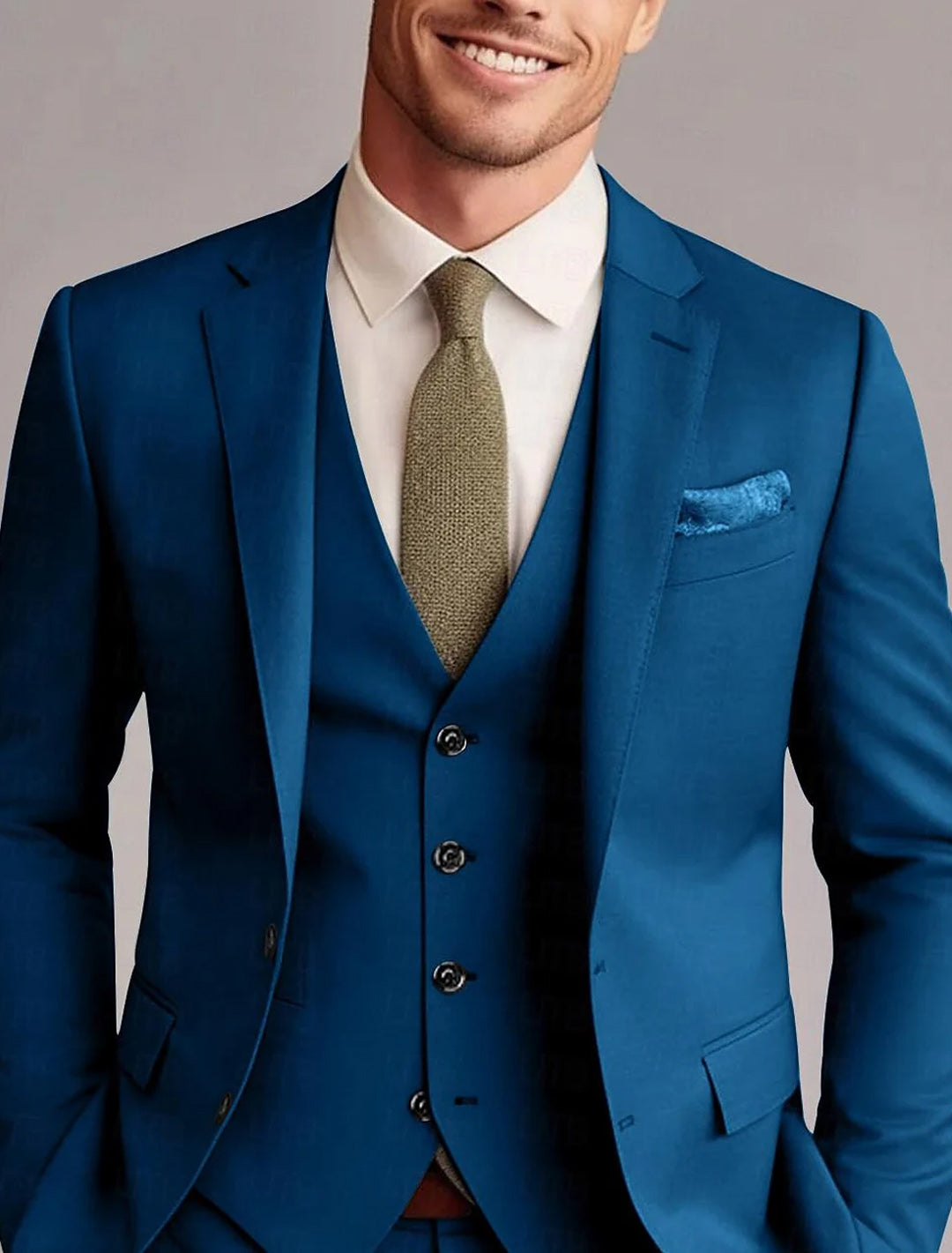 Green Red Blue Yellow Men's Tailored 3 Pieces Solid Colored Fit Single - Mondressy Green Red Blue Yellow Men's Tailored 3 Pieces Solid Colored Fit Single - Mondressy