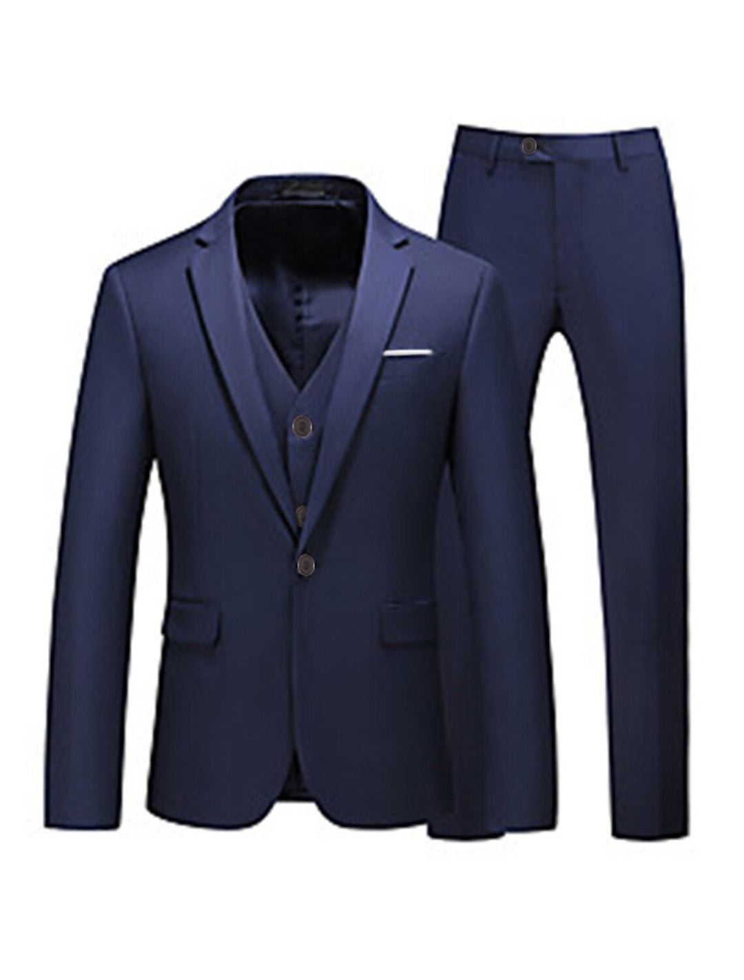 Pink Red Blue Yellow Men's Tailored Fit 3 Pieces Solid Colored Single Breasted One-button Party Suits