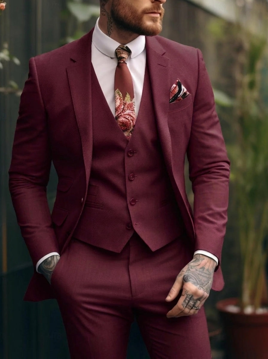 Men's Tailored Fit Single Breasted One-button 3 Pieces Wedding Suits