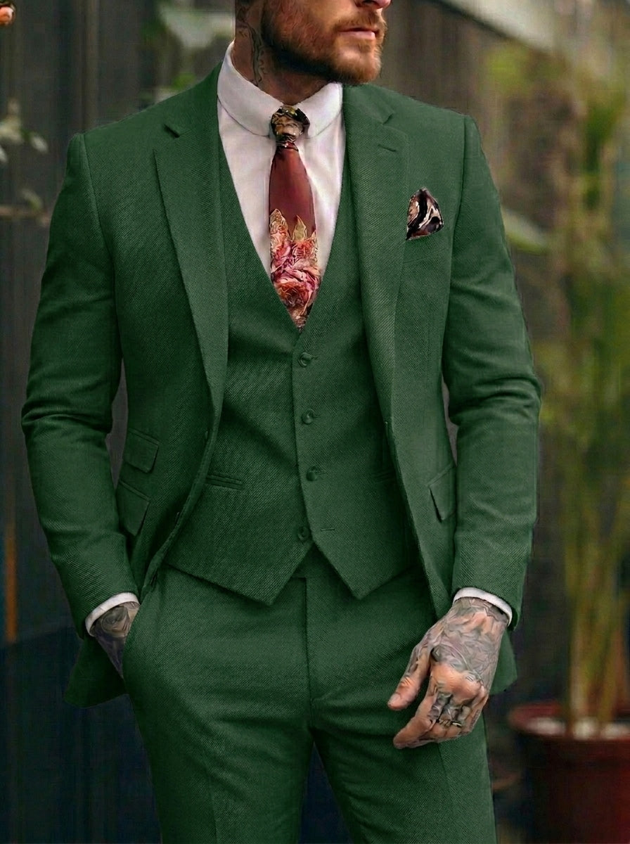 Men's Tailored Fit Single Breasted One-button 3 Pieces Wedding Suits