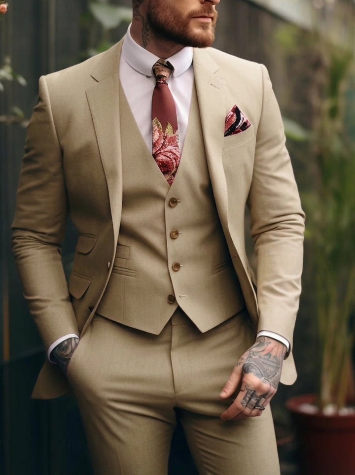 Men's Tailored Fit Single Breasted One-button 3 Pieces Wedding Suits
