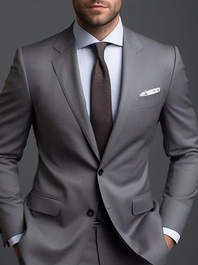 Men's Tailored Fit Single Breasted Two-buttons 2 Pieces Wedding Suits