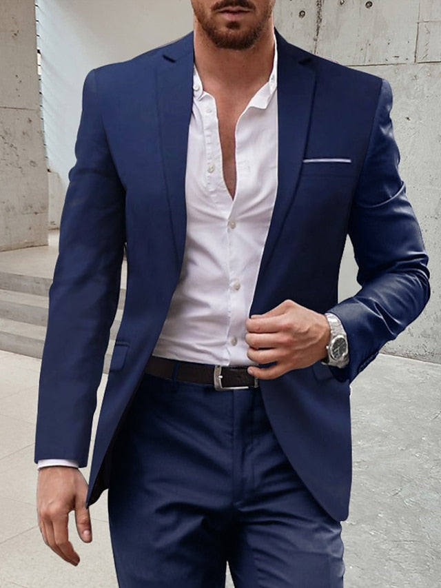 Men's Tailored Fit Single Breasted One-button 2 Pieces Wedding Suits ...