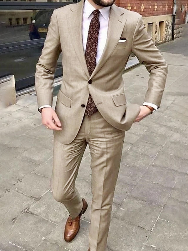 Men's Tailored Fit Single Breasted Two-buttons 2 Pieces Wedding Suits