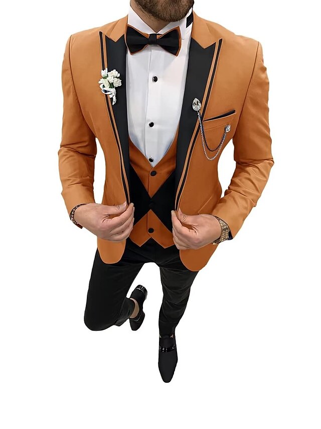 Men's Tailored Fit Single Breasted One-button 3 Pieces Wedding Suits