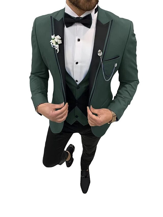 Men's Tailored Fit Single Breasted One-button 3 Pieces Wedding Suits