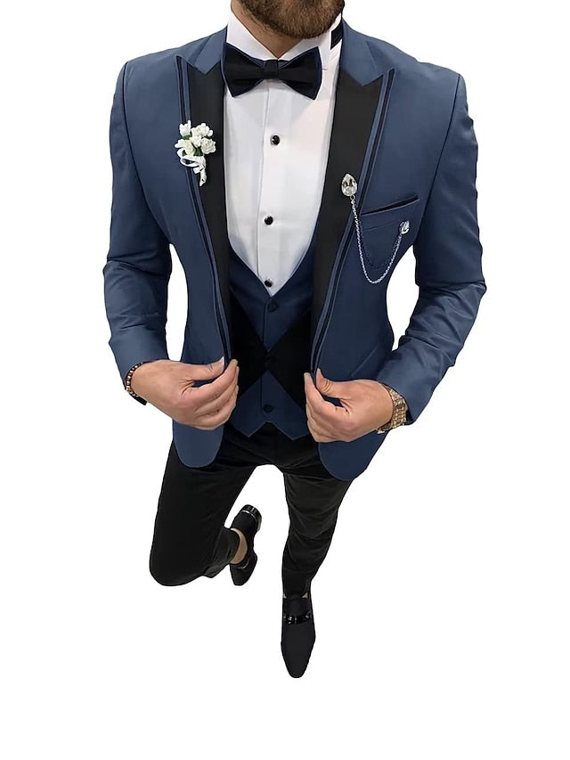 Men's Tailored Fit Single Breasted One-button 3 Pieces Wedding Suits