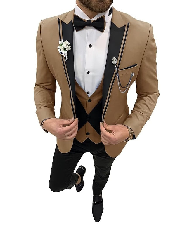 Men's Tailored Fit Single Breasted One-button 3 Pieces Wedding Suits