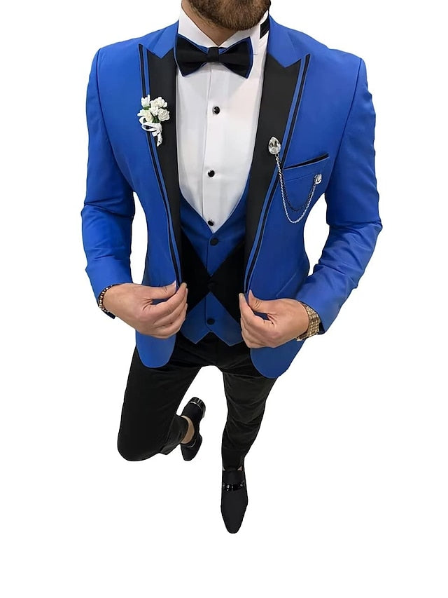 Men's Tailored Fit Single Breasted One-button 3 Pieces Wedding Suits