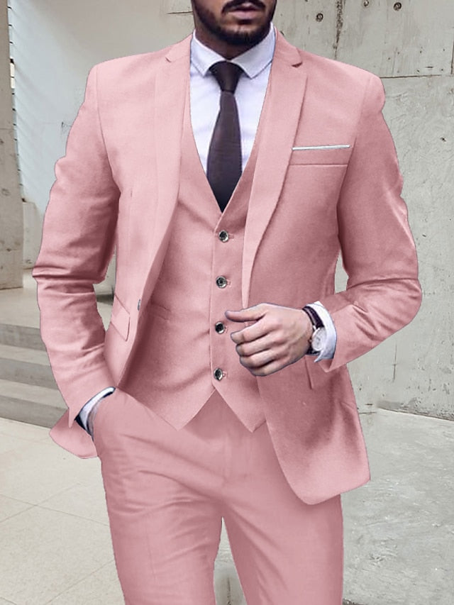 Men's Tailored Fit Single Breasted One-button 3 Pieces Wedding Suits