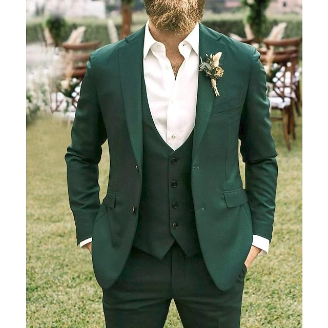 Men's Tailored Fit Single Breasted Two-buttons 3 Pieces Wedding Suits