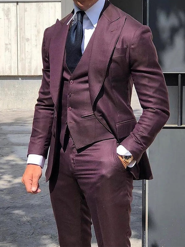 Men's Tailored Fit Single Breasted One-button 3 Pieces Wedding Suits