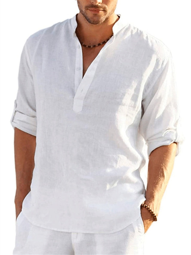 Men's Linen  Shirt Casual Short Sleeves Summer Spring Shirt
