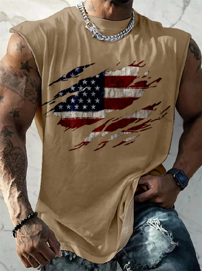 Men's Casual Sleeveless Botton Up 3D Print Shirt