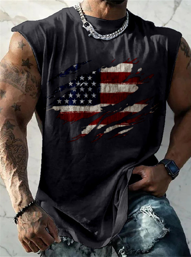 Men's Casual Sleeveless Botton Up 3D Print Shirt