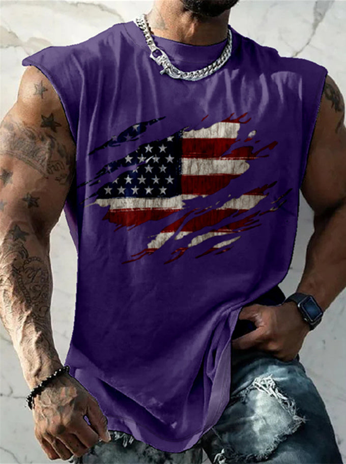 Men's Casual Sleeveless Botton Up 3D Print Shirt