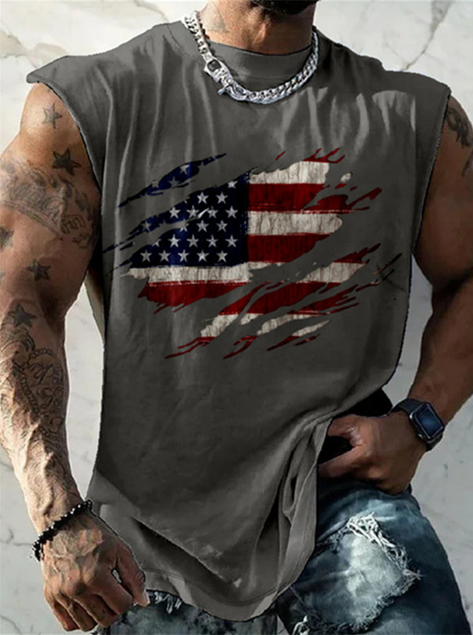 Men's Casual Sleeveless Botton Up 3D Print Shirt