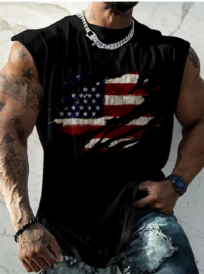 Men's Casual Sleeveless Botton Up 3D Print Shirt