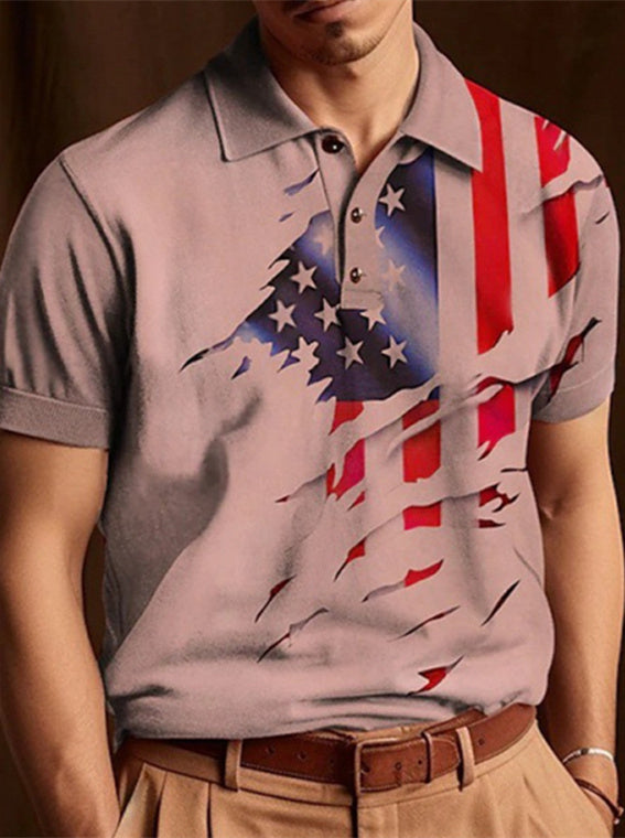 Men's Casual Short Sleeves Botton Up 3D Print Vintage Shirt